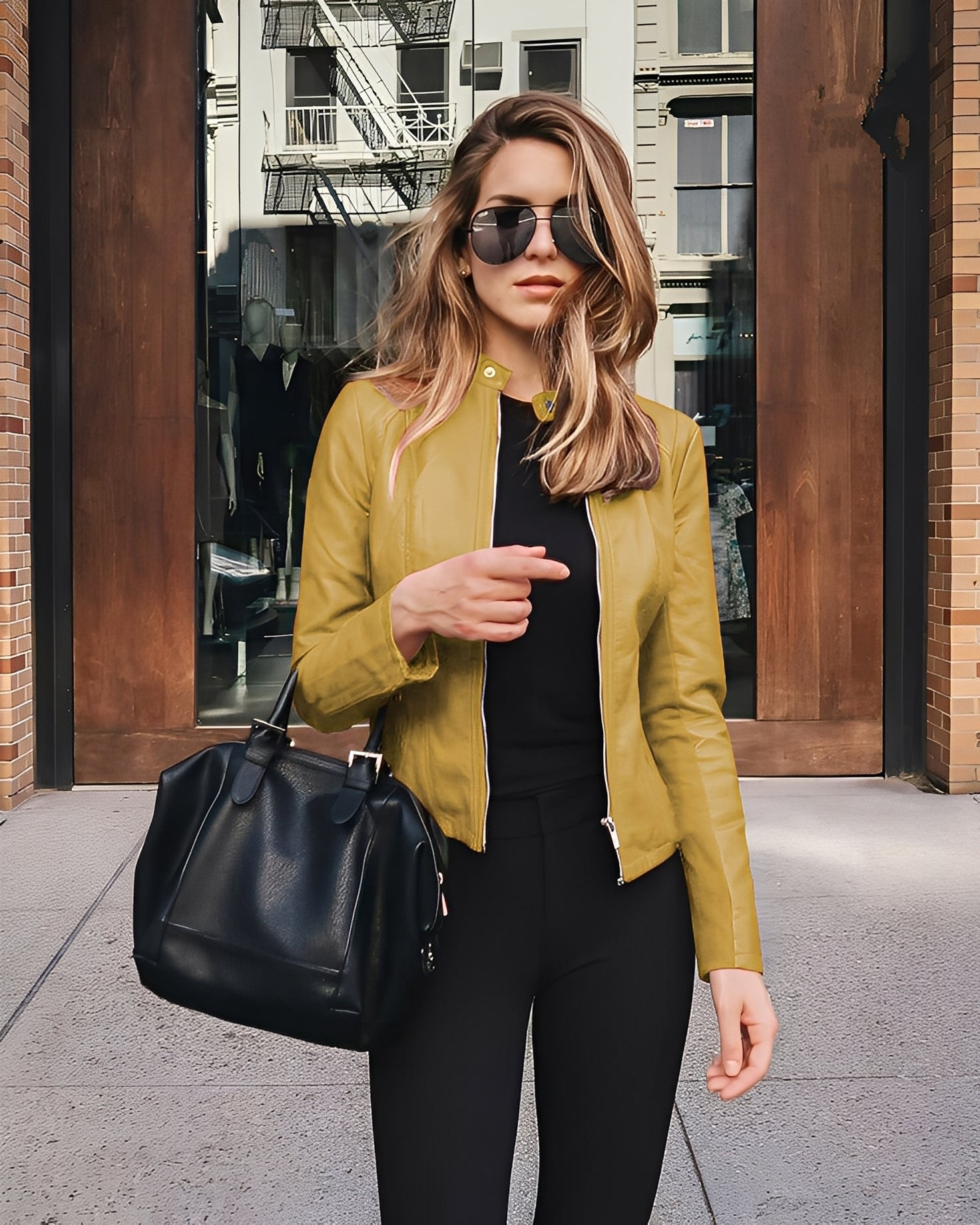Krohn-e | Stylische, Slim-Fit Lederjacke für Damen