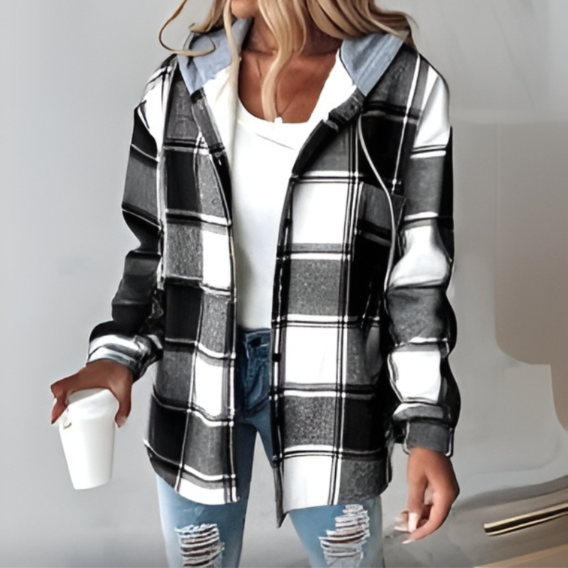 Krohn-e | Gestreifte Kapuzenstrickjacke