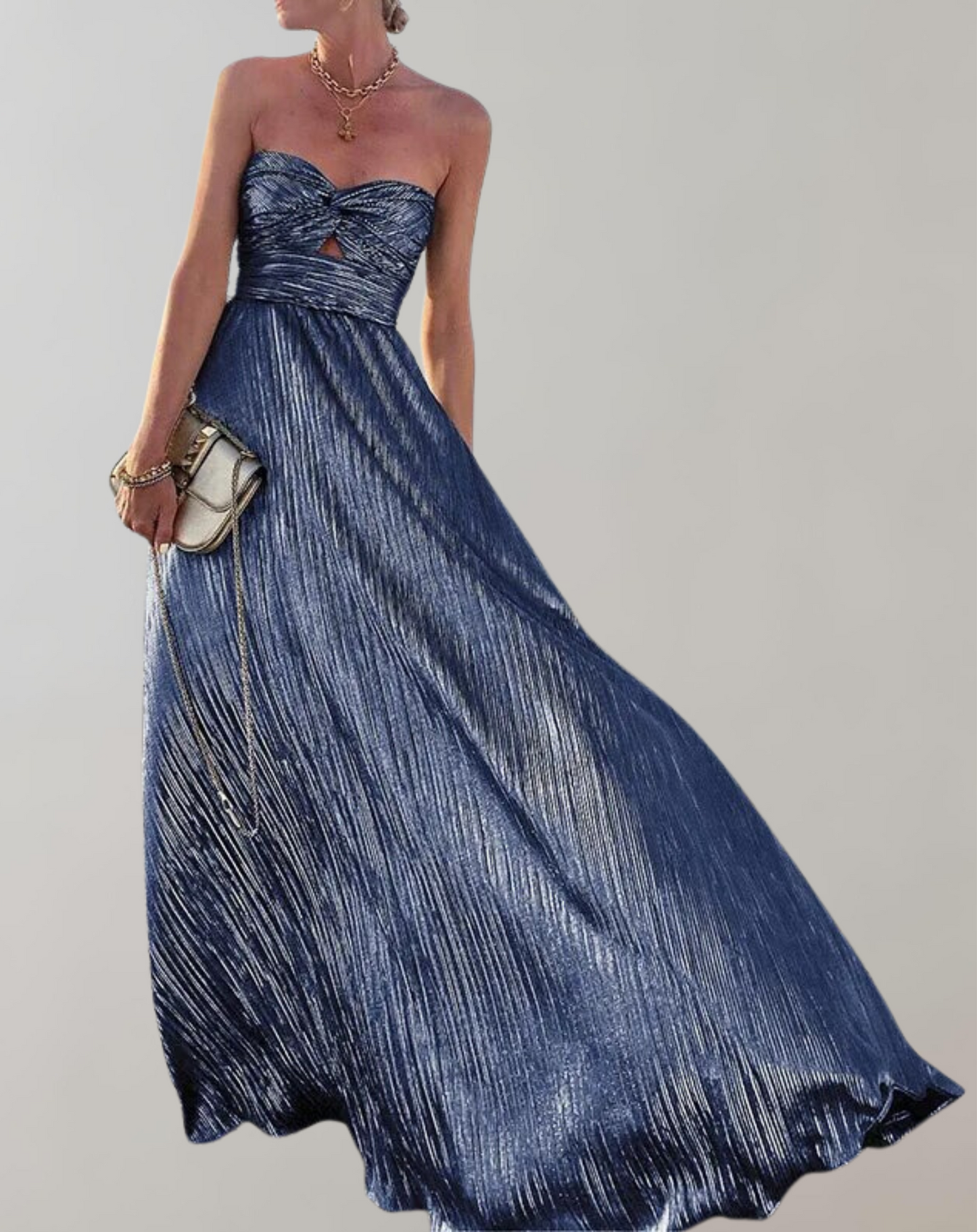 Schickes Festkleid mit schrägen Ausschnitt