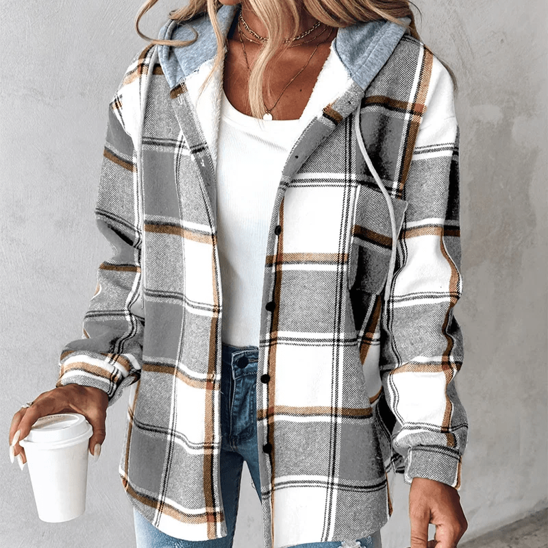 Krohn-e | Gestreifte Kapuzenstrickjacke