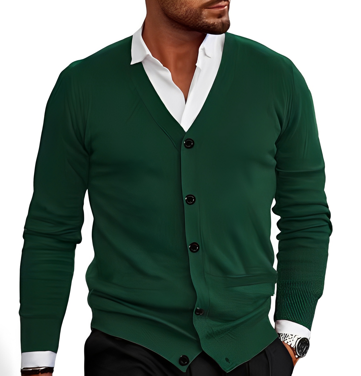 Krohn-e | Eleganter Cardigan mit Knopfblende für Herren