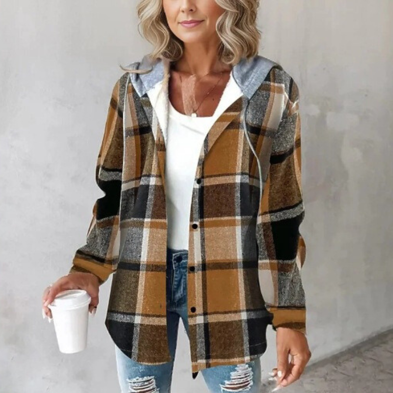 Krohn-e | Gestreifte Kapuzenstrickjacke