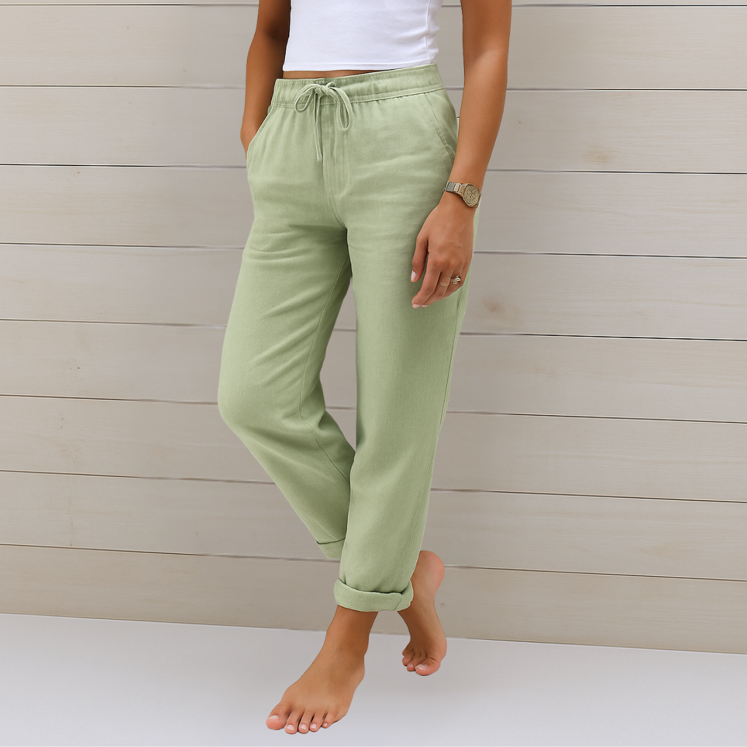 KROHN-E Damen Hose Atmungsaktiv Elastikbund Relaxed-Fit