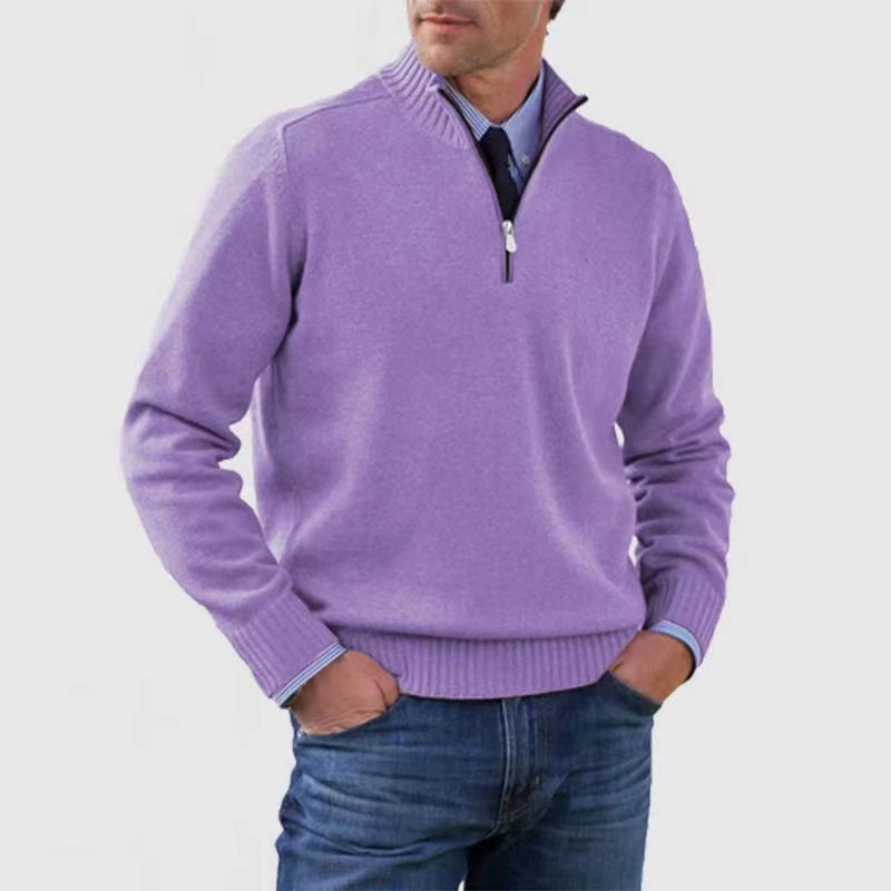 Krohn-e | Herrenpullover Mit Halbem Reißverschluss