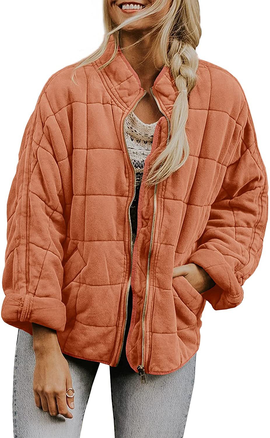 Krohn-e | Warm Plaid-Jacke mit Taschen für Frauen