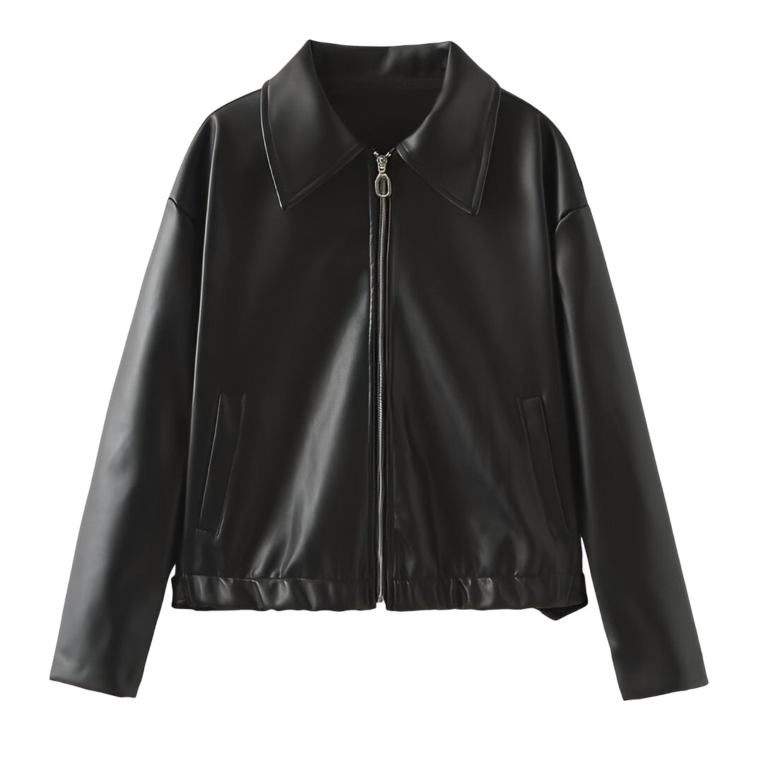 Krohn-e | Modische Lederjacke mit Reißverschluss für Frauen