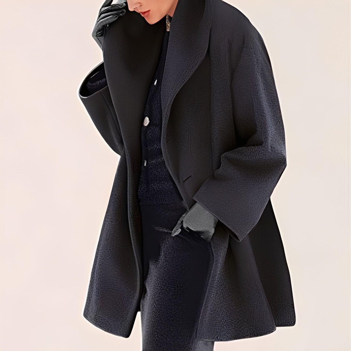Krohn-e | Eleganter, Weit Geschnittener Wollmantel für Frauen