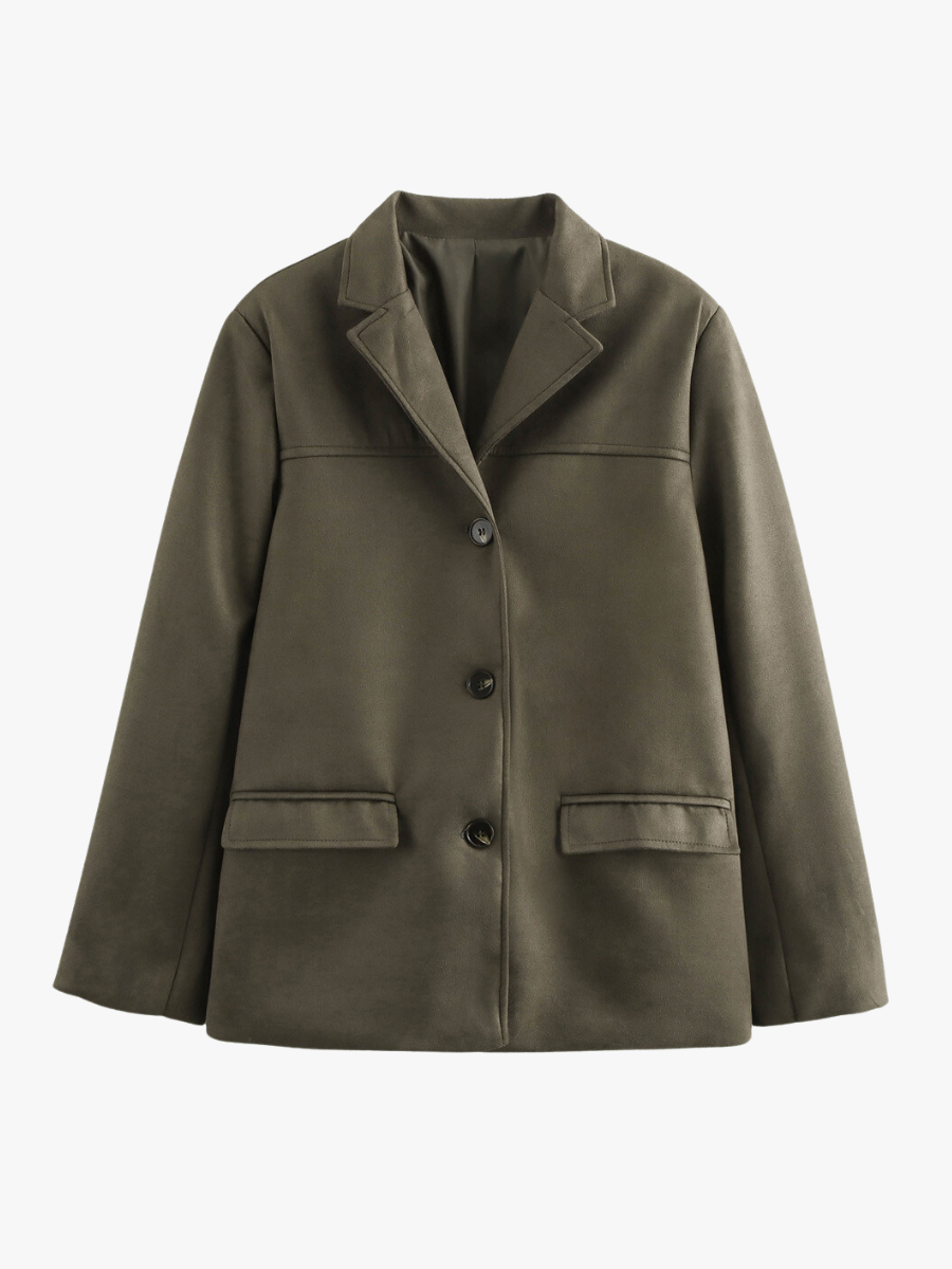 Krohn-e | Klassischer Blazer Aus Wildleder Imitat Braun