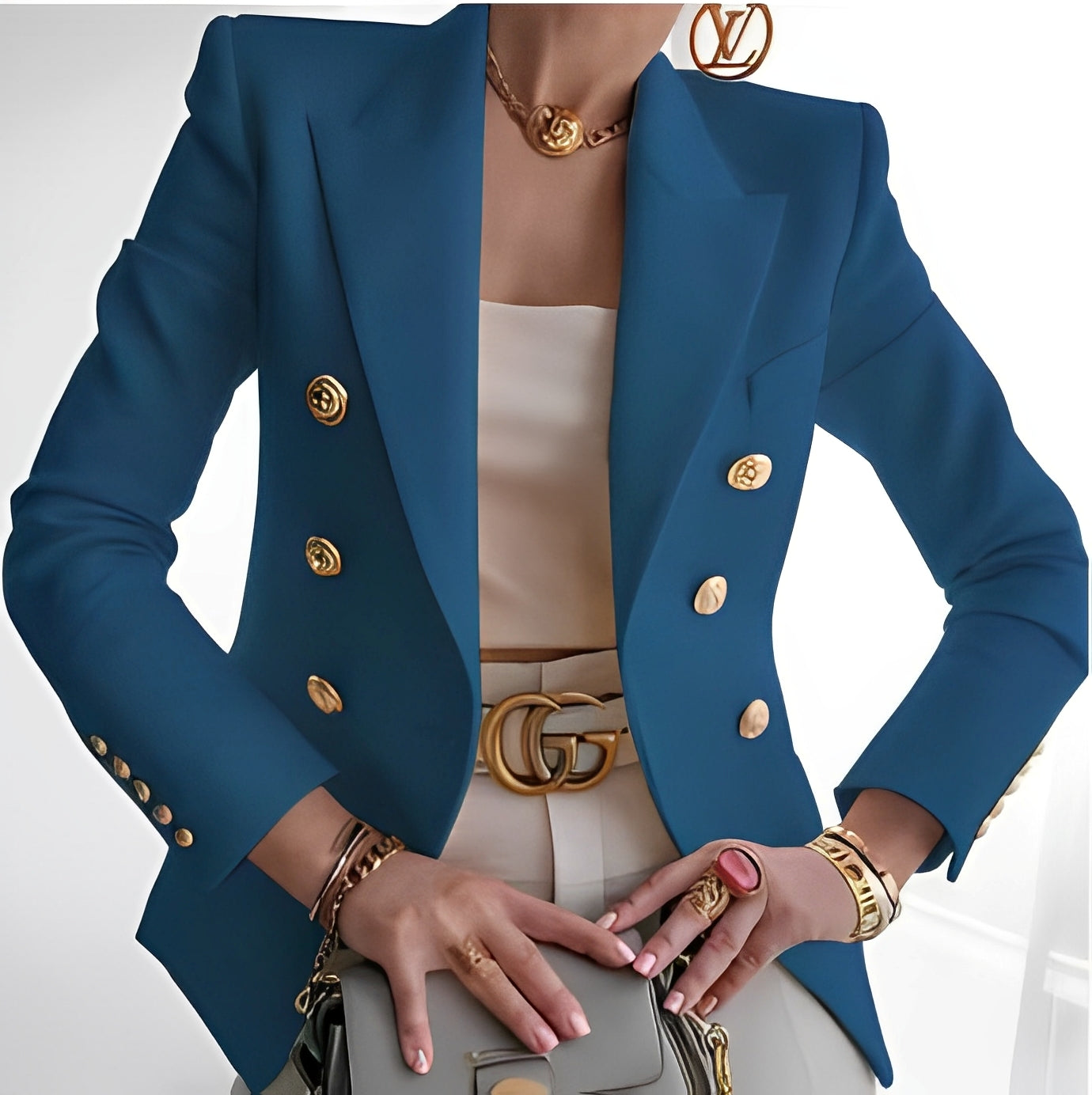 Krohn-e | Klassischer Blazer mit Knöpfen für Frauen
