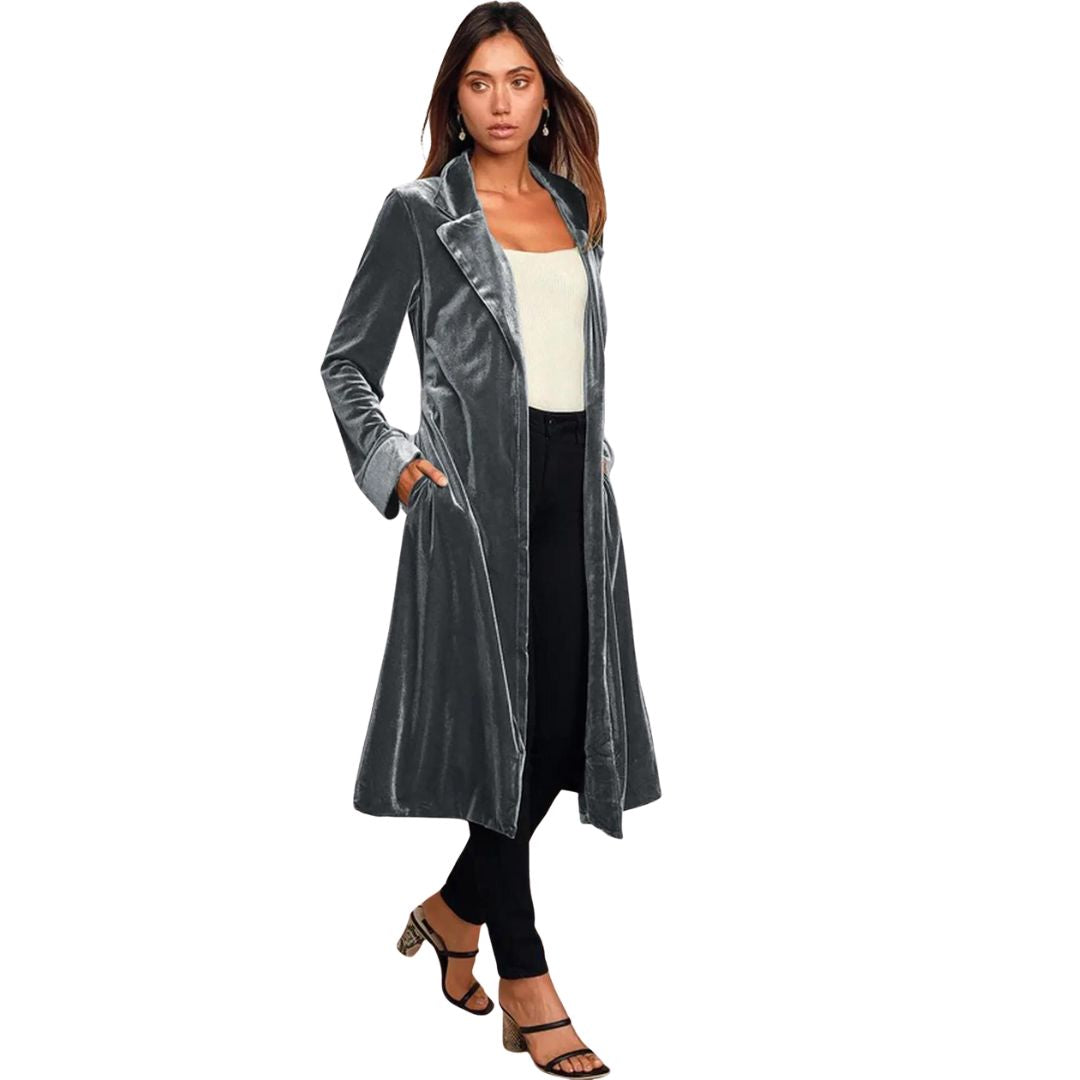 Luxus-Samtjacke von Ubel mit extra langer Länge und Tasche