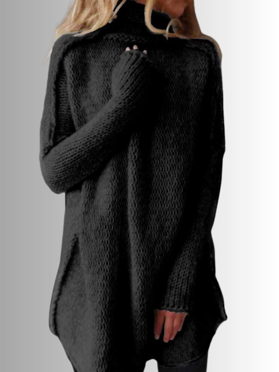Krohn-e | Stilischer langer Pullover mit hohem Kragen