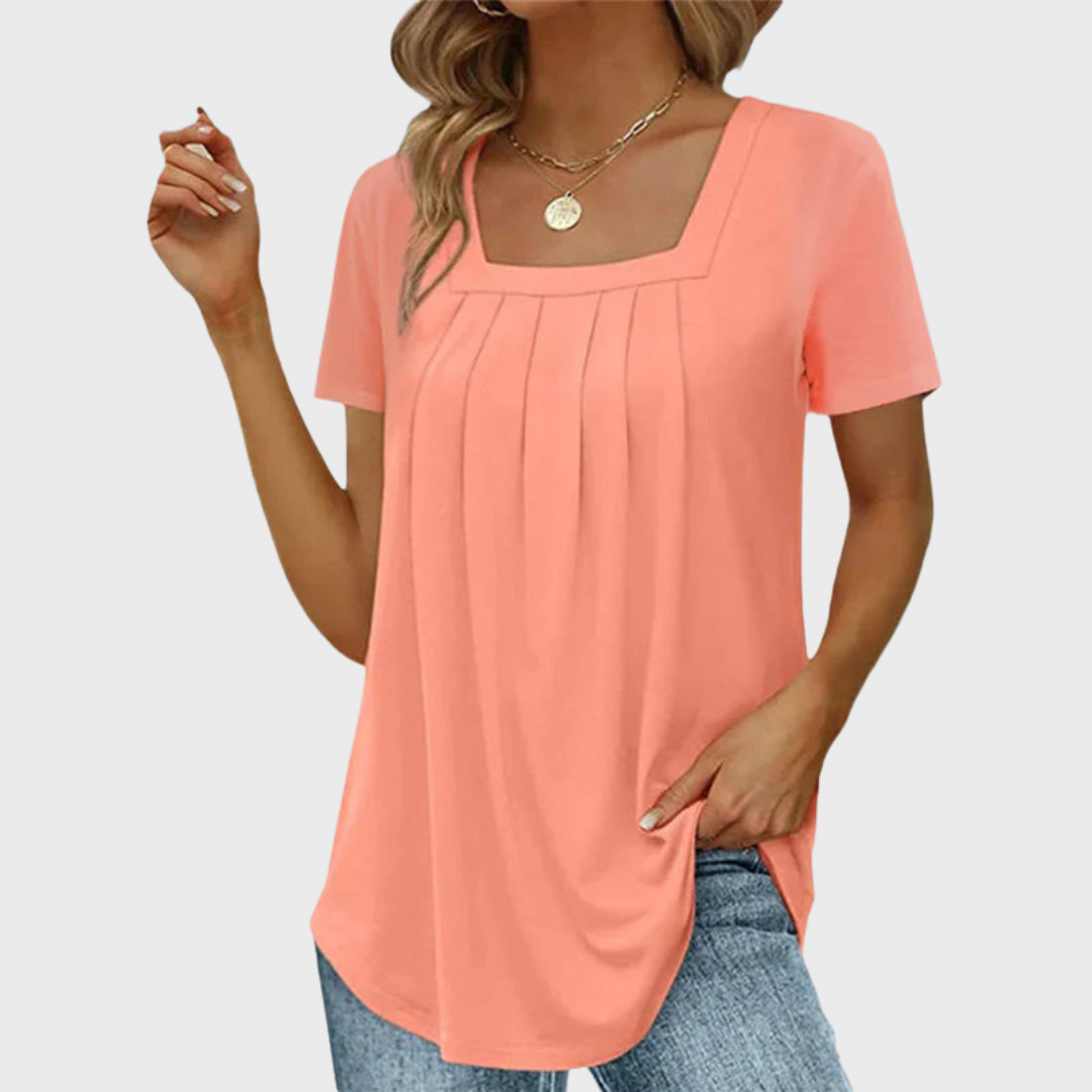 KROHN-E Damen Sommerbluse leicht atmungsaktiv Kurzarm Bluse