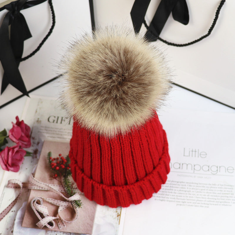 KROHN-E Damen Strick-Beanie Bommel Klassisch Warm Winter