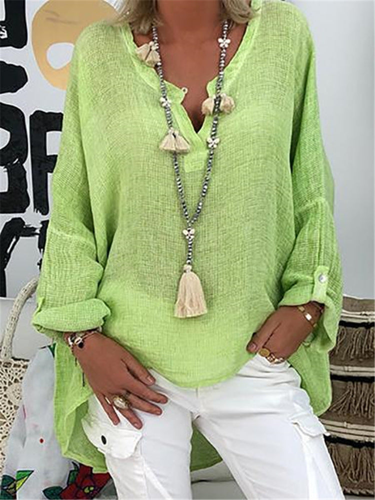 Damen Bluse mit V-Ausschnitt von Fudus im lässigen Stil