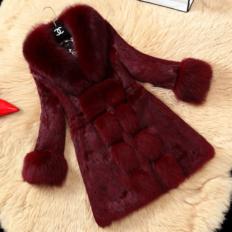 Damen eleganter Kunstfellmantel mit luxuriösem Kragen Krohn-e
