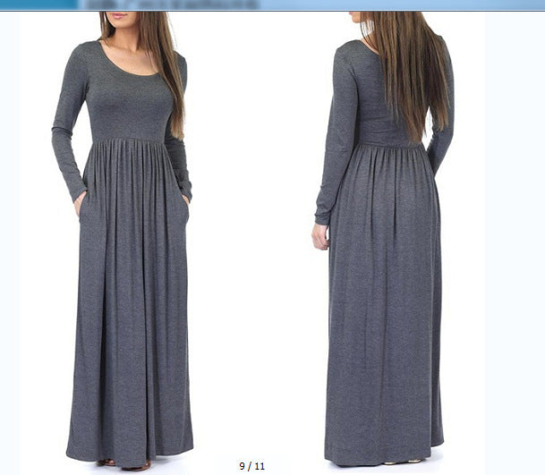Damen Alltagstaugliches Maxikleid mit praktischen Taschen und fließendem Schnitt Krohn-e