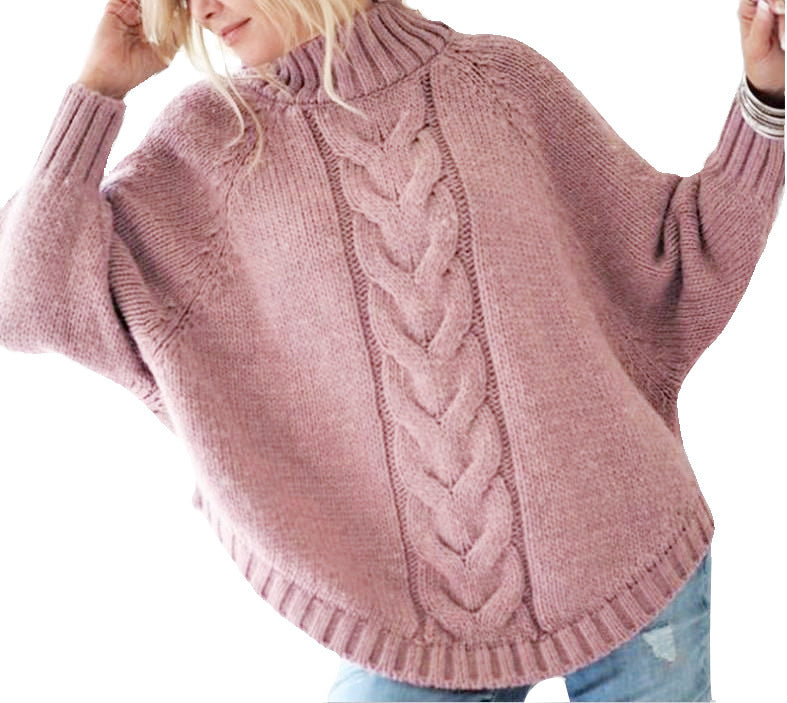 Damen modischer Strickpullover mit Zopfmuster und hohem Kragen Krohn-e