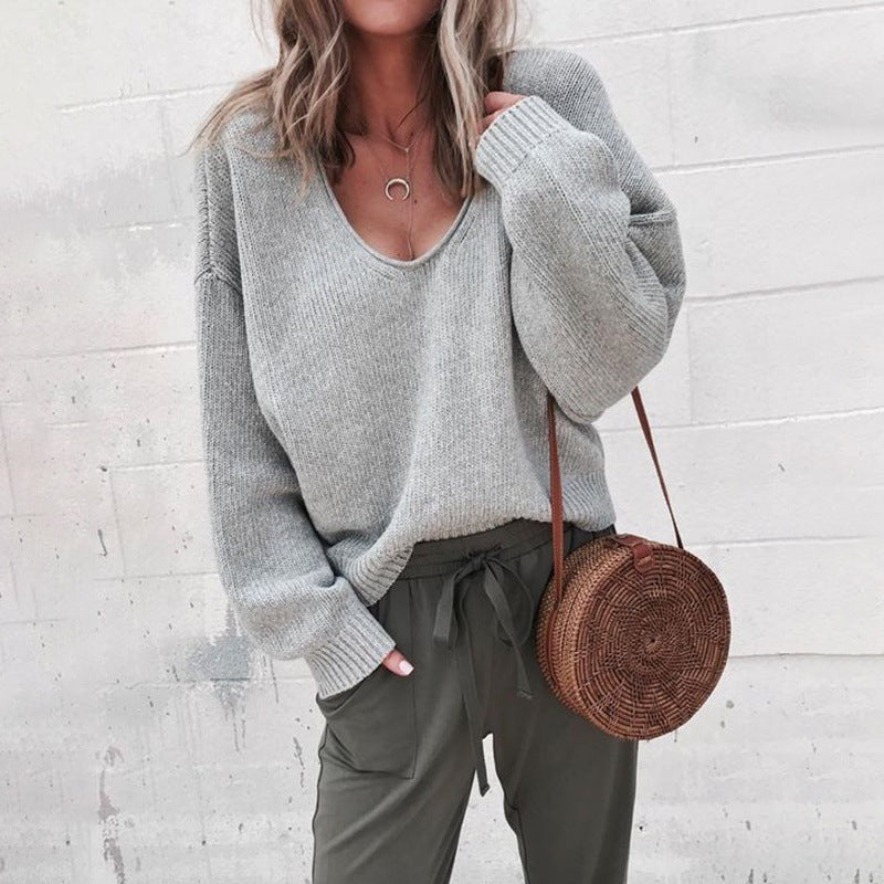 Damen Viskosepullover mit weitem Schnitt und tiefem V-Ausschnitt Krohn-e
