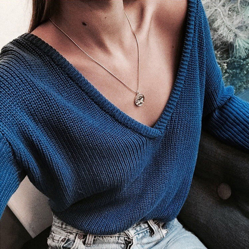 Damen Grobstrickpullover mit tiefem V-Ausschnitt und lässiger Passform Krohn-e
