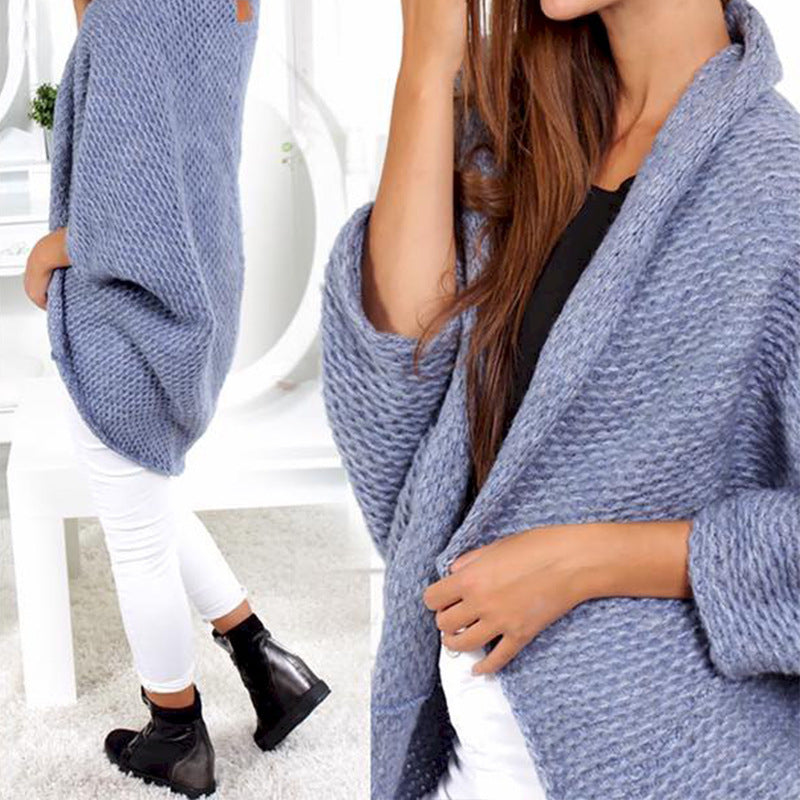 Damen lässige Strickponcho mit weitem Schnitt und eleganten Details Krohn-e