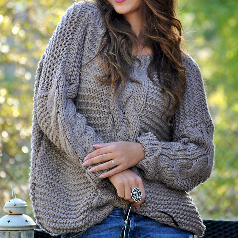 Damen Grobstrickpullover mit innovativen Zopfmustern und überschnittenen Ärmeln Krohn-e