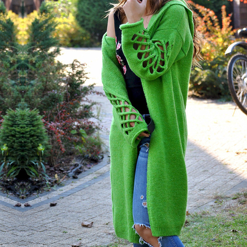 Damen stylische Strickjacke mit floralem Muster und offenen Ärmeln Krohn-e