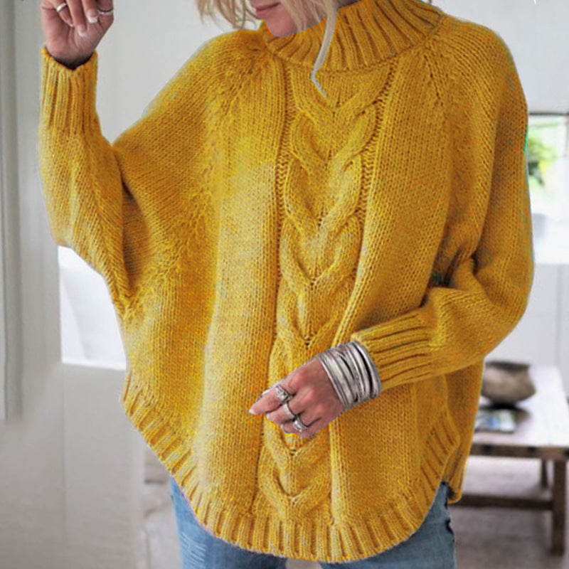 Damen modischer Strickpullover mit Zopfmuster und hohem Kragen Krohn-e