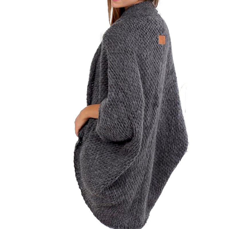 Damen lässige Strickponcho mit weitem Schnitt und eleganten Details Krohn-e