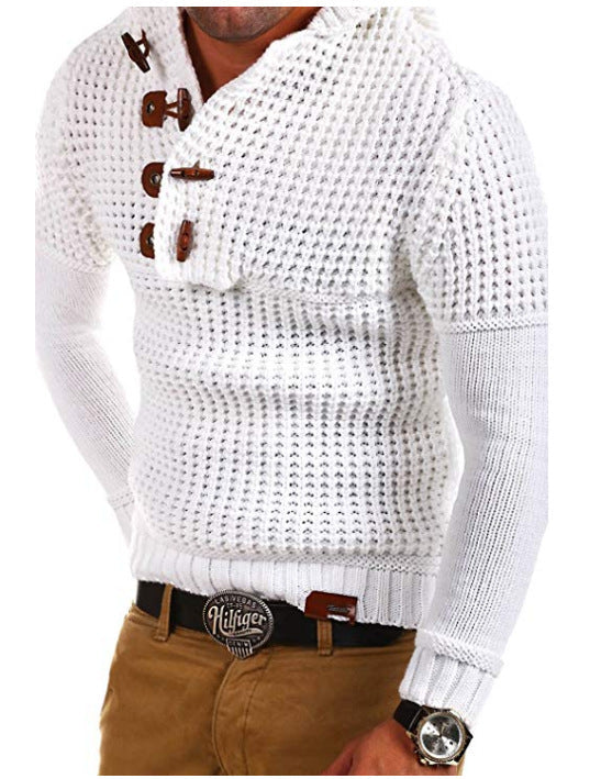 Herren Strickpullover mit kapuze und Holzknöpfen Krohn-e