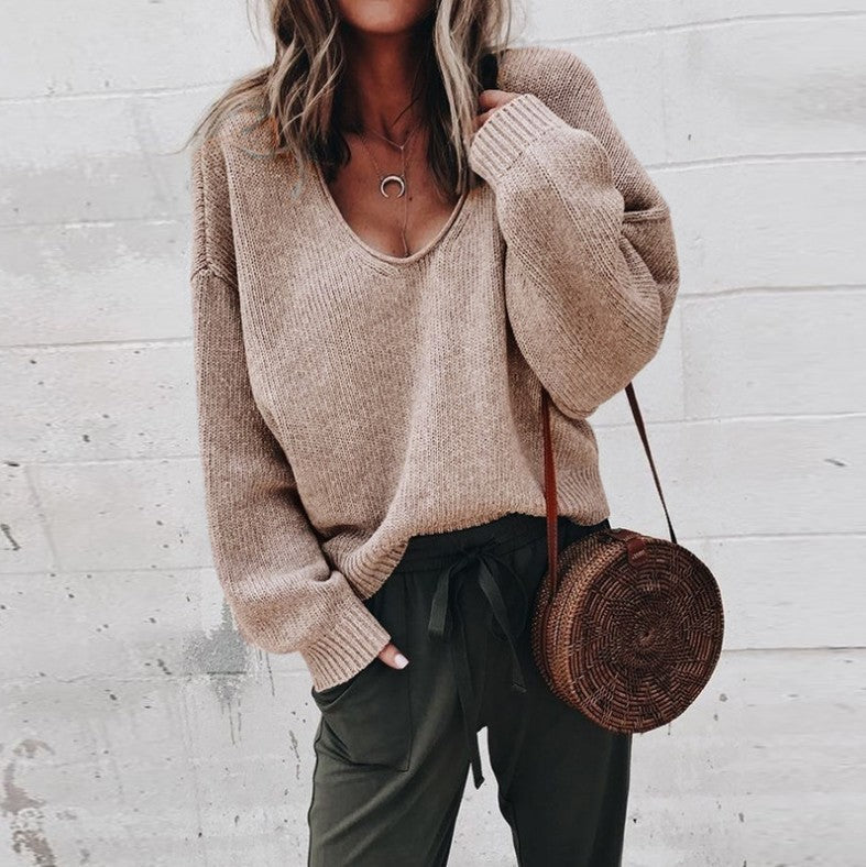 Damen Viskosepullover mit weitem Schnitt und tiefem V-Ausschnitt Krohn-e