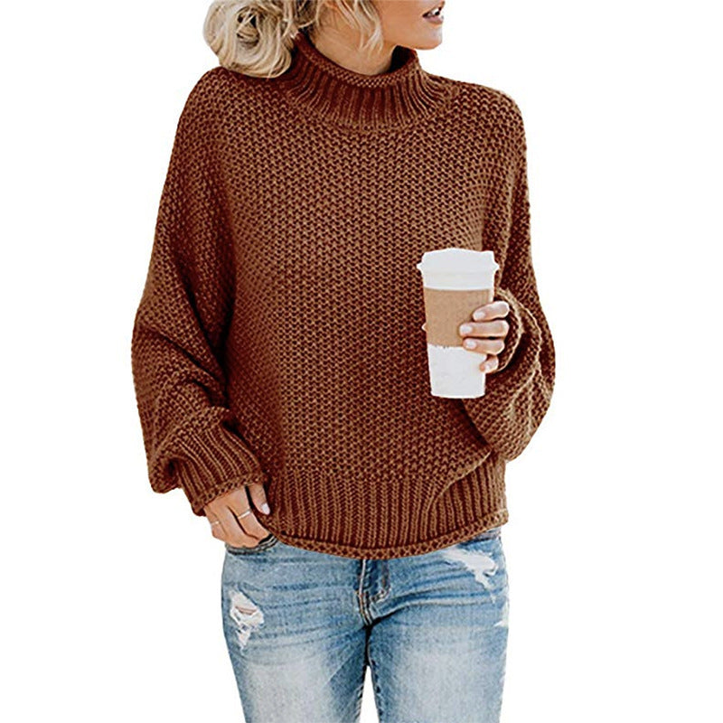Damen Grobstrickpullover mit hohen Kragen und lockerem Design Krohn-e