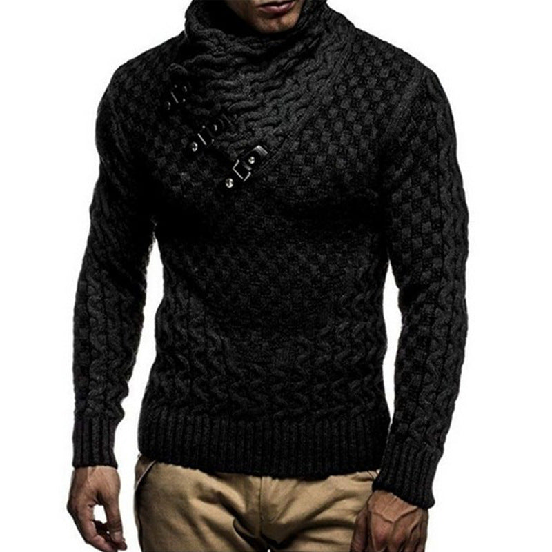 Herren Strickpullover mit modernem Zopfmuster und hochgeschlossenem Kragen Krohn-e