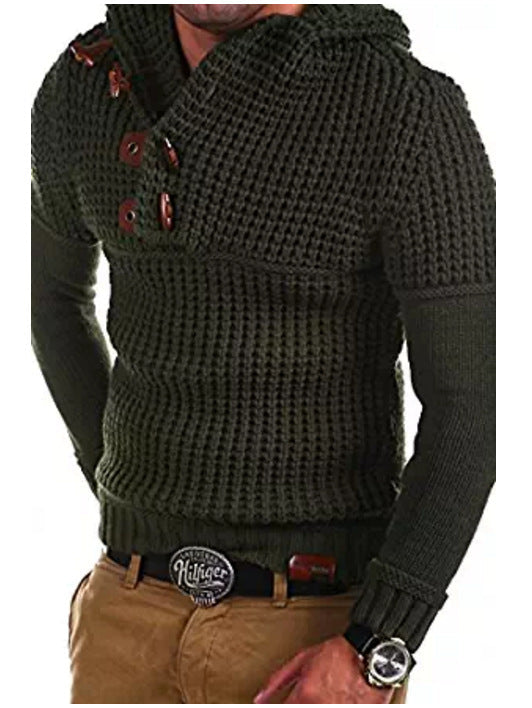 Herren Strickpullover mit kapuze und Holzknöpfen Krohn-e