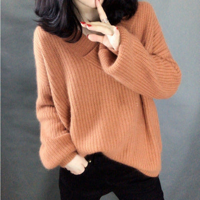 Damen Strickpullover mit V-Ausschnitt und voluminösen Ärmeln Krohn-e