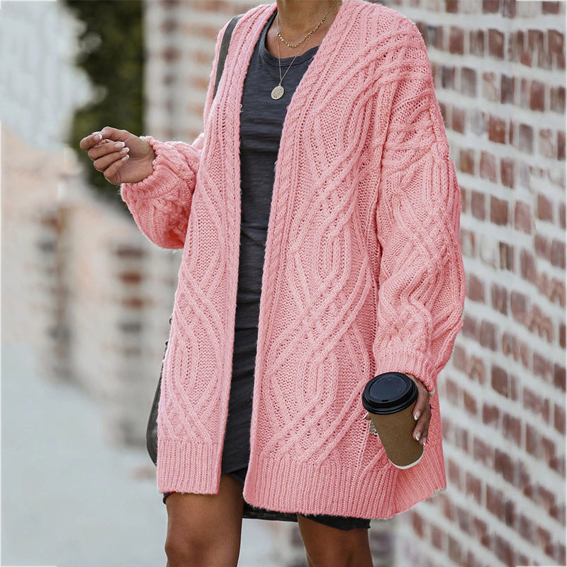 Damen Grobstrickcardigan mit elegantem Zopfmuster und lässigem Schnitt Krohn-e