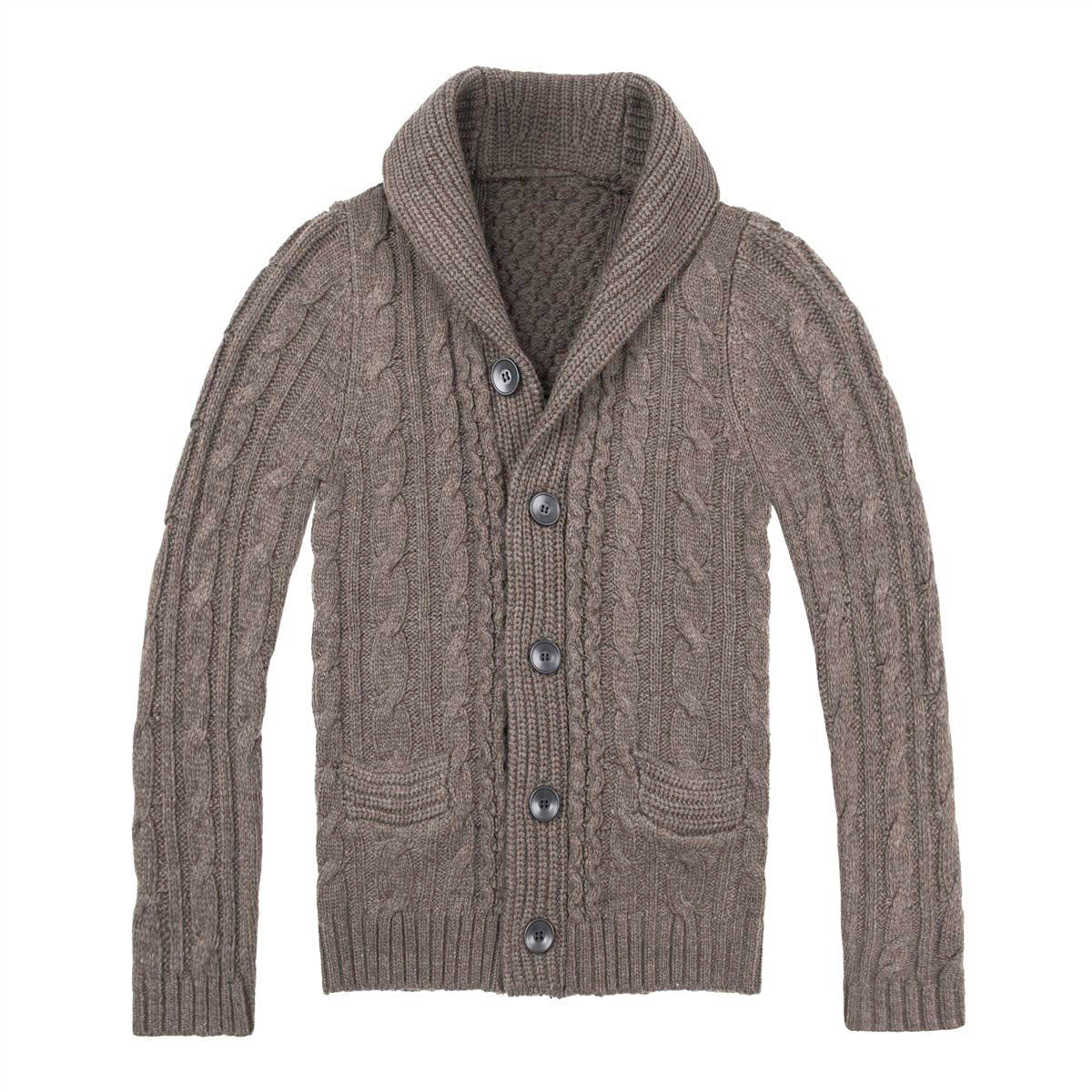 Herren Strickjacke mit elegantem Zopfmuster und praktischen Taschen Krohn-e
