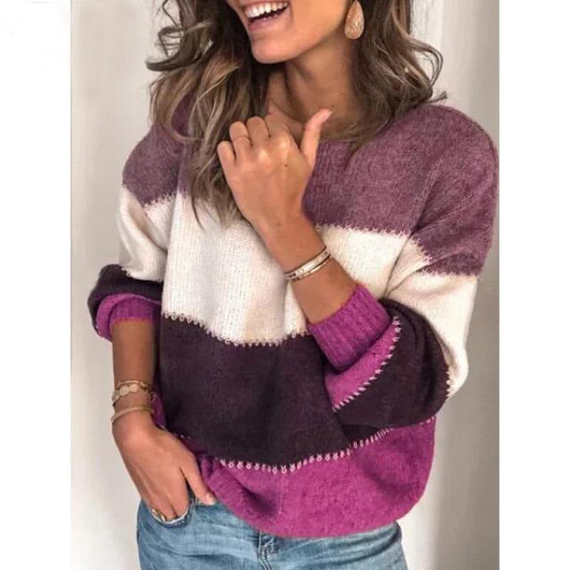 Damen lässiger Streifenpullover aus weichem Material Krohn-e