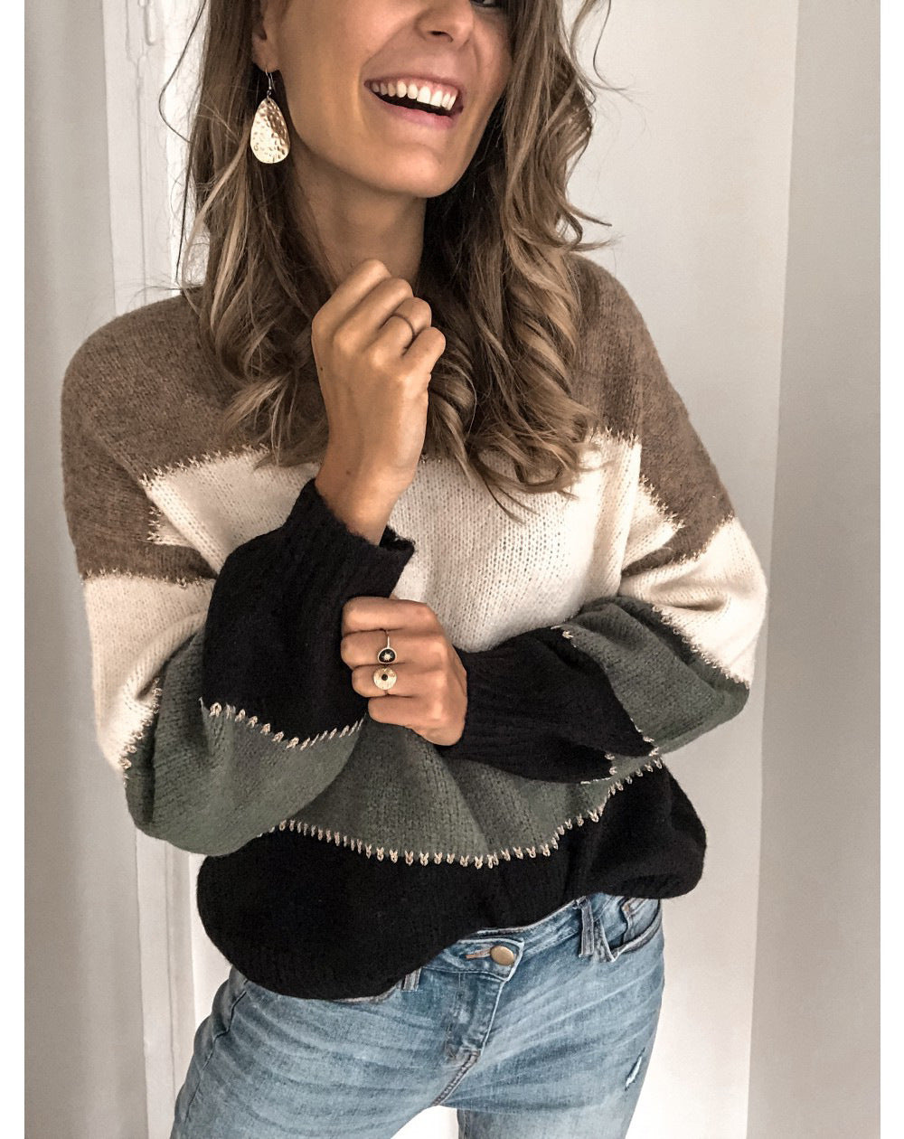 Damen Pullover mit modernem Streifenmuster und lässigem Schnitt Krohn-e