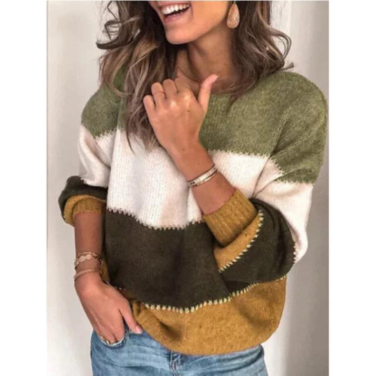 Damen lässiger Streifenpullover aus weichem Material Krohn-e