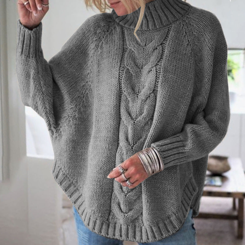 Damen Grobstrickpullover mit hohem Kragen und detailreicher Zopfmusterung Krohn-e