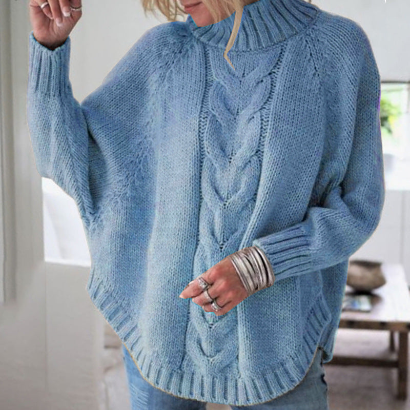 Damen Grobstrickpullover mit hohem Kragen und detailreicher Zopfmusterung Krohn-e