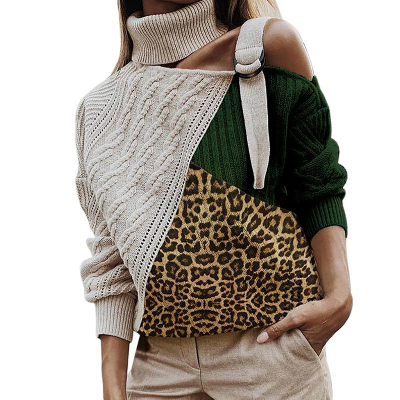 Damen asymmetrischer Strickpullover mit einzigartigem Karomuster und modischem Steg Krohn-e