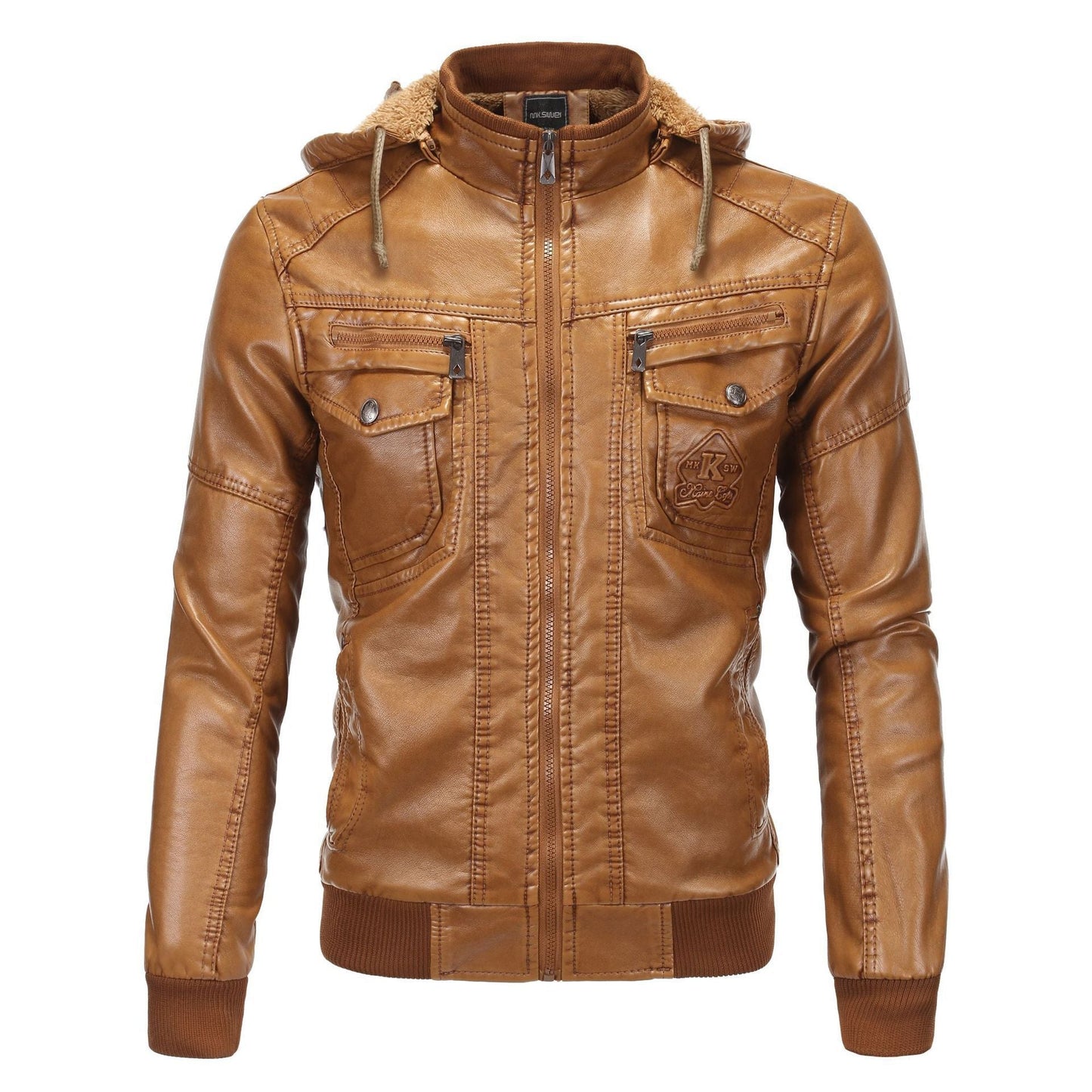 Herren Kunstlederjacke mit kuscheligem Innenfutter und praktischen Taschen Krohn-e