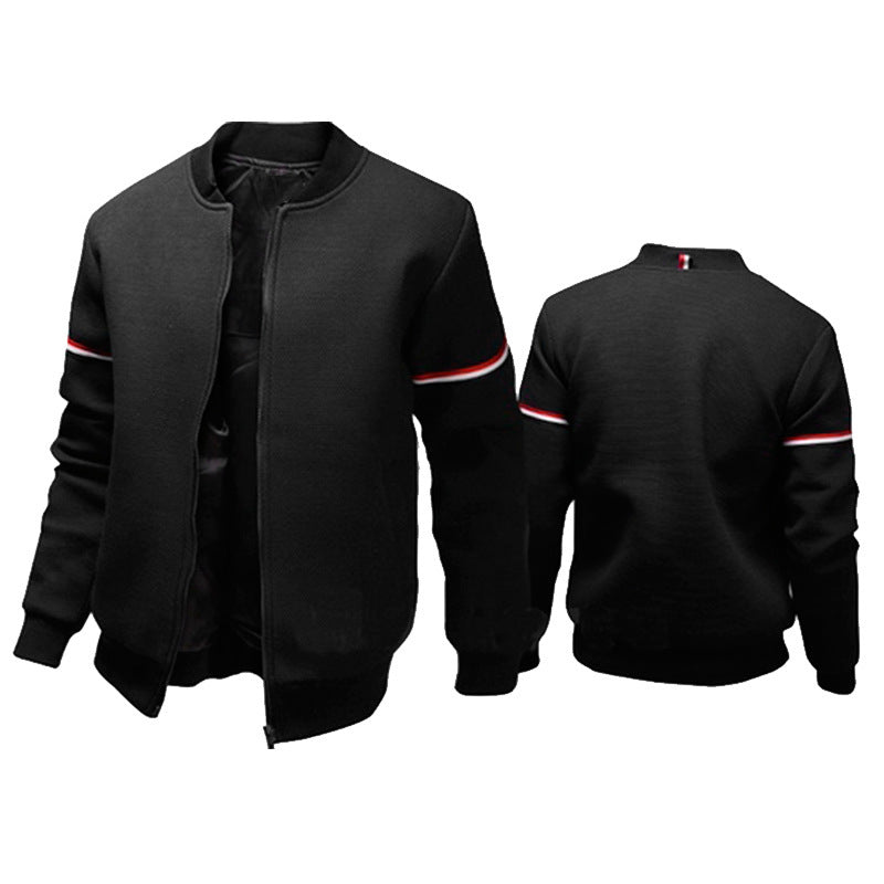 Herren sportliche Zip-Jacke mit strukturierter Oberfläche und Kontraststreifen Krohn-e