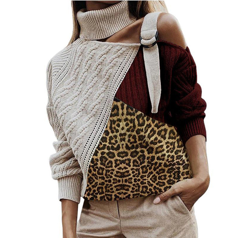 Damen asymmetrischer Strickpullover mit einzigartigem Karomuster und modischem Steg Krohn-e