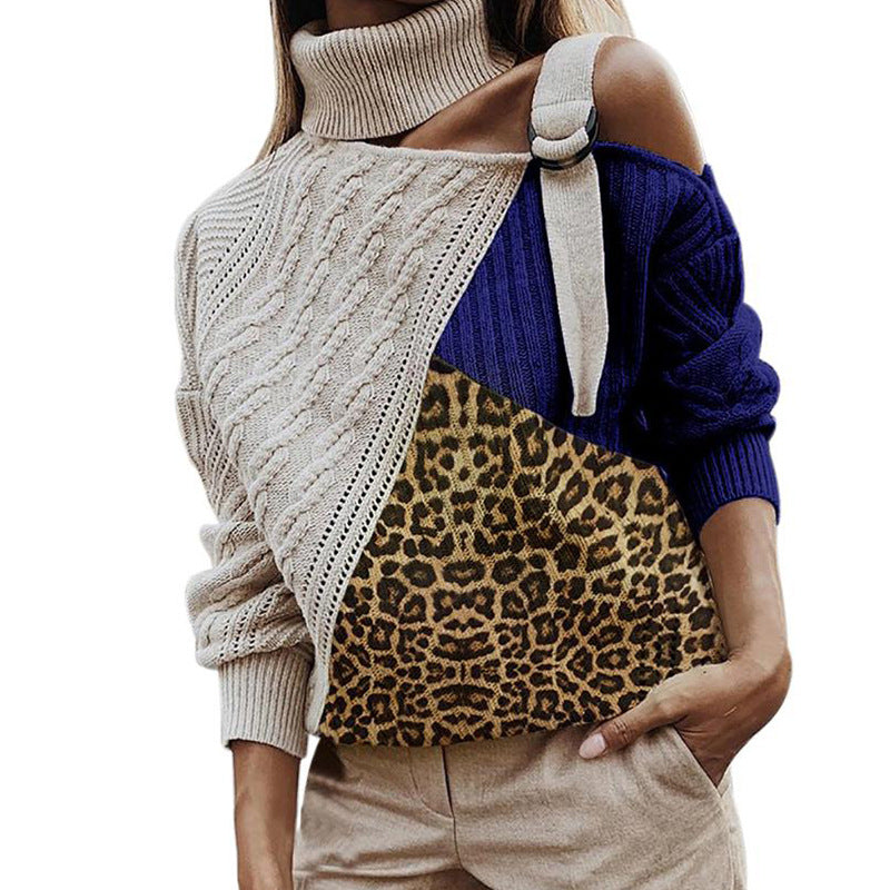 Damen asymmetrischer Strickpullover mit einzigartigem Karomuster und modischem Steg Krohn-e