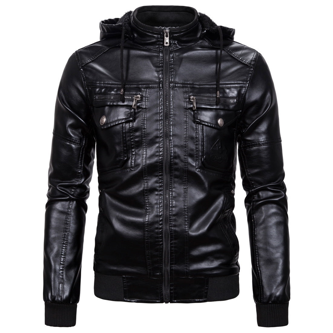 Herren Kunstlederjacke mit kuscheligem Innenfutter und praktischen Taschen Krohn-e