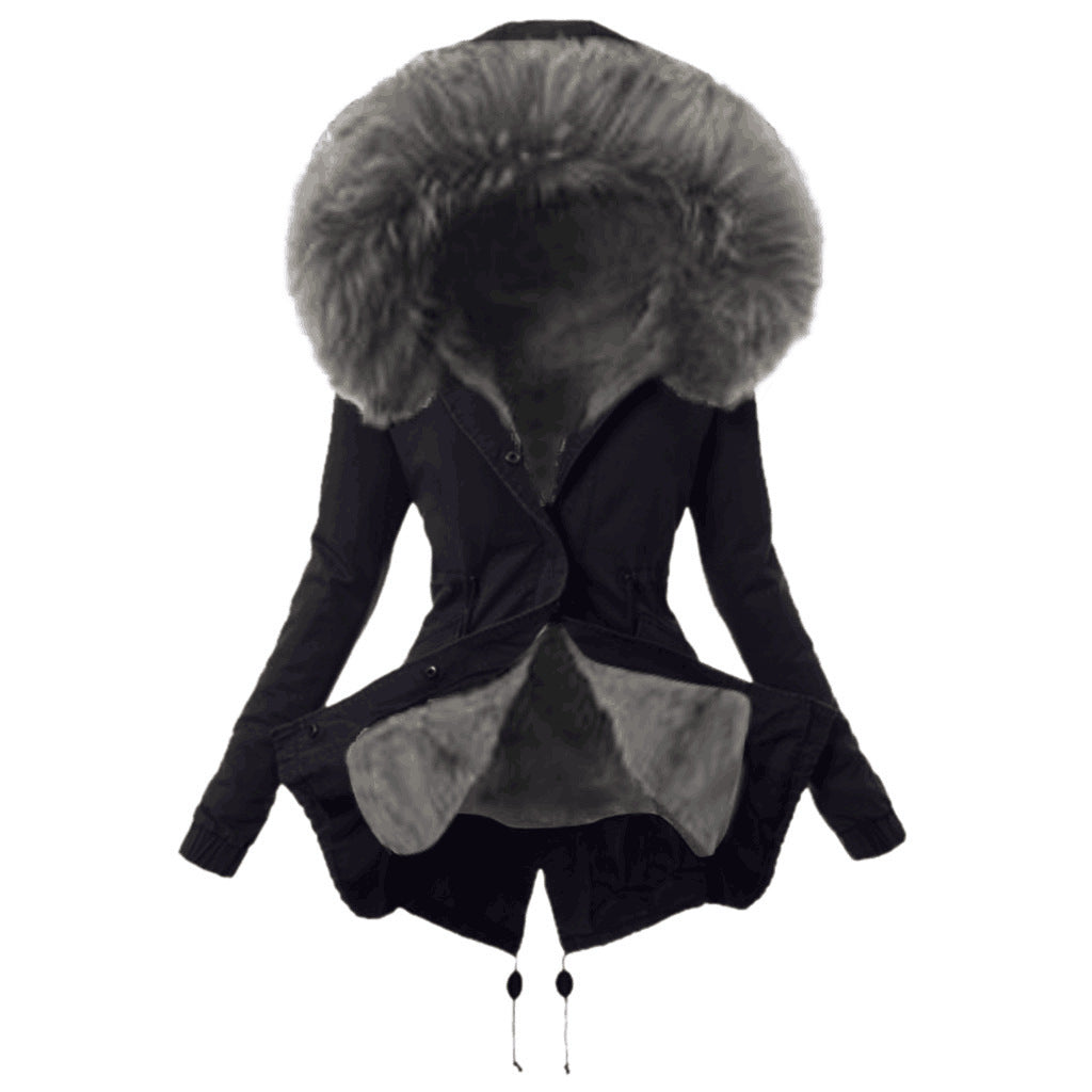 Damen modische Parkajacke mit abnehmbarem Kunstpelzkragen Krohn-e