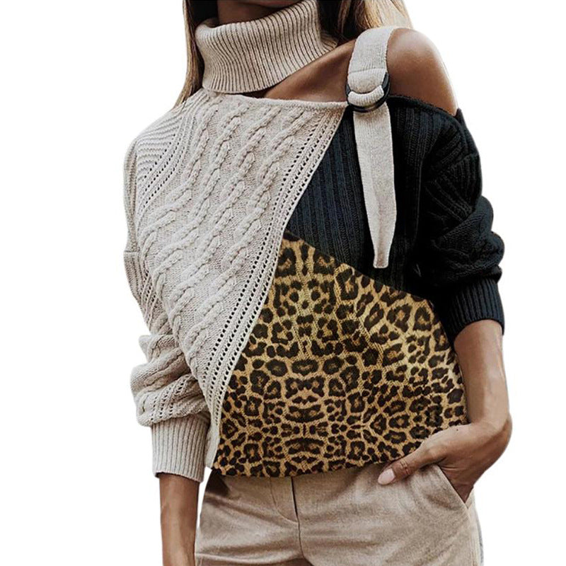 Damen asymmetrischer Strickpullover mit einzigartigem Karomuster und modischem Steg Krohn-e