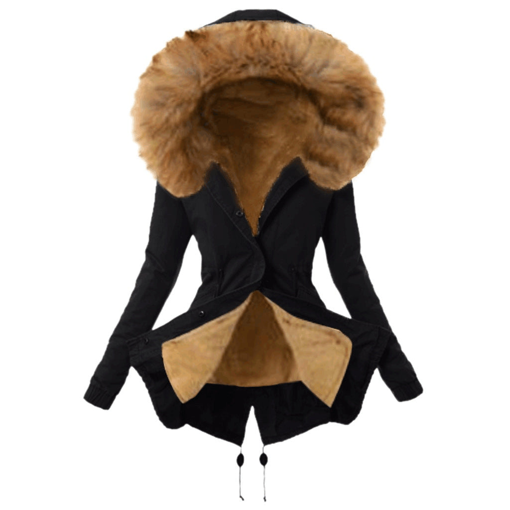Damen modische Parkajacke mit abnehmbarem Kunstpelzkragen Krohn-e